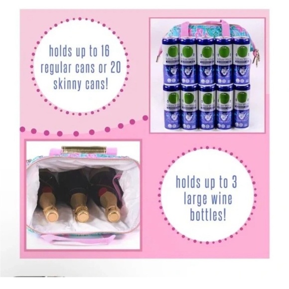 Lilly Pulitzer Insulted Backpack Cooler Large Pink Bag for Picnics, Beach, Pool, - Picture 2 of 5